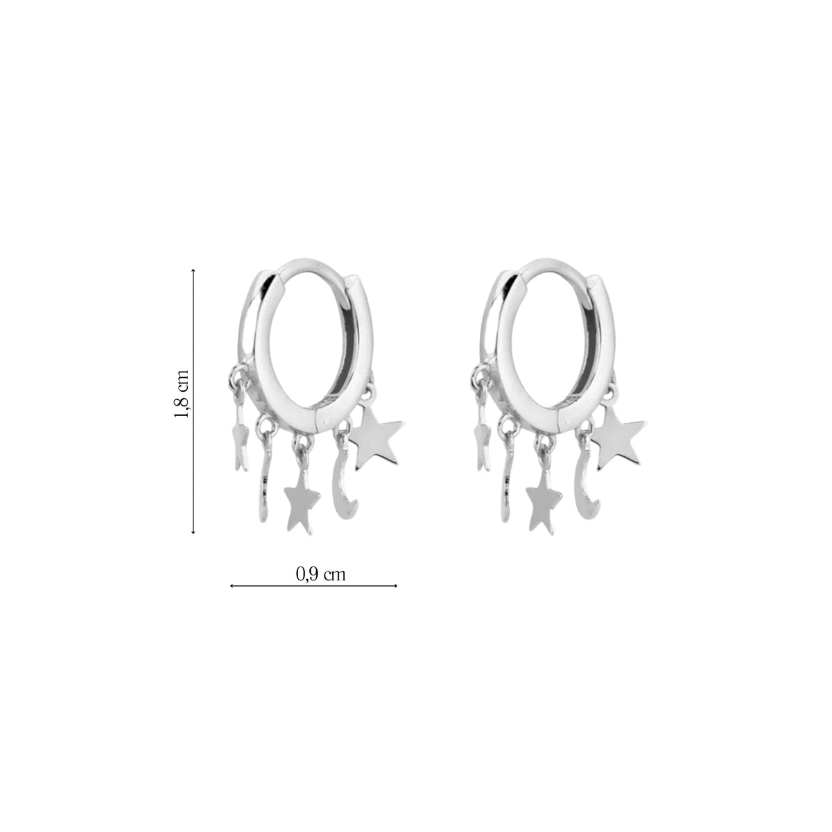 Coppia di Orecchini Stella / Luna in Argento 925 - Les Folies