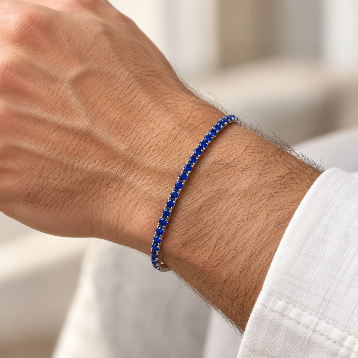 Bracciale Tennis Blu in Argento 925 Rodiato