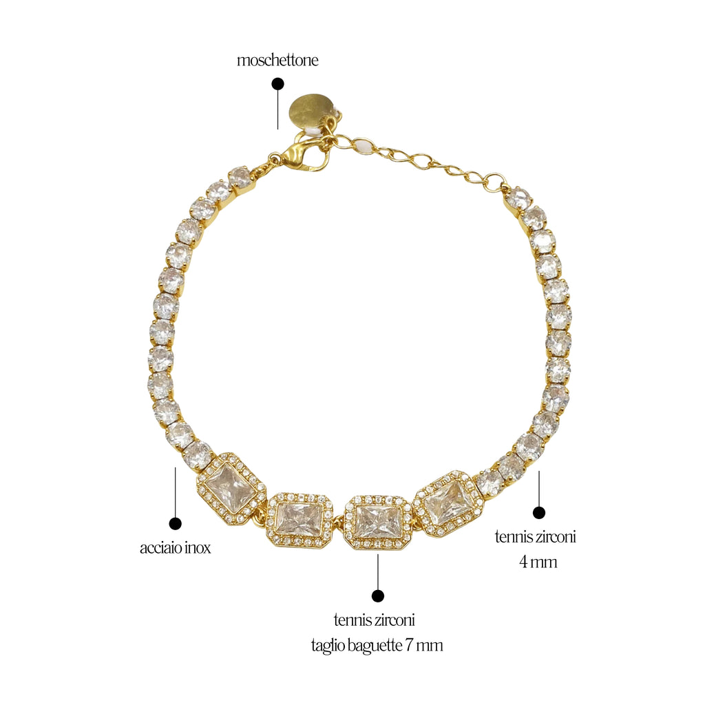 Bracciale Tennis Pietra Rettangolare - Les folies