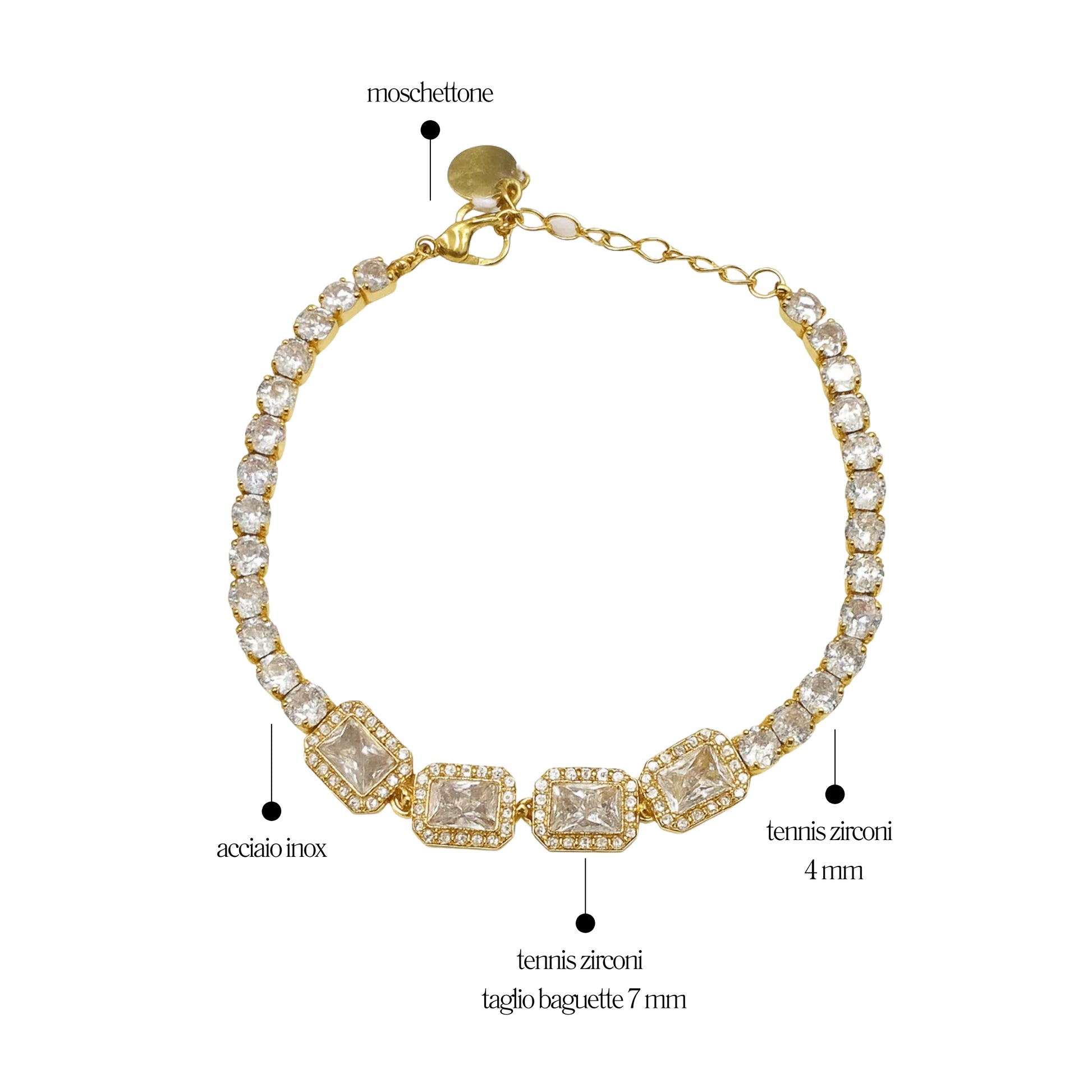 Bracciale Tennis Pietra Rettangolare - Les folies