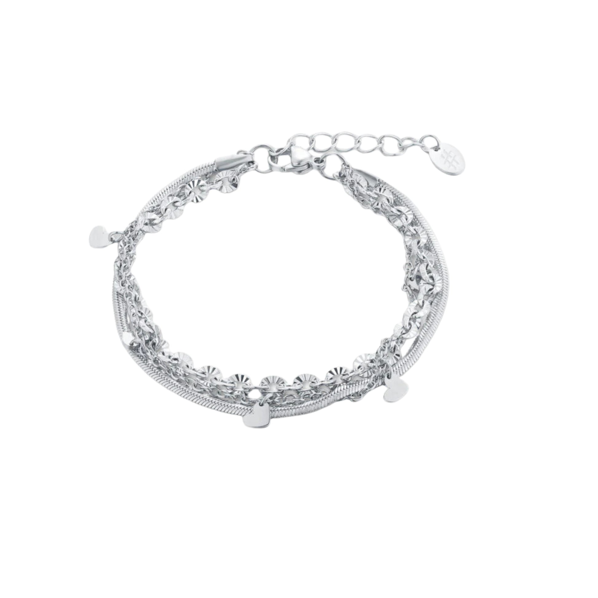 Bracciale Triplo Filo con cuoricini Layers - Brand Gioielli