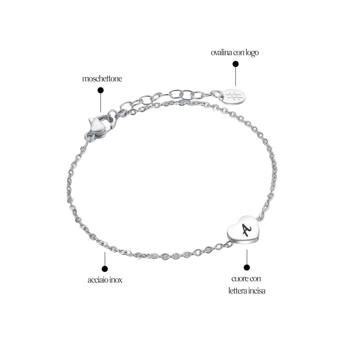 Bracciale Cuore Lettera Personal - Brand Gioielli