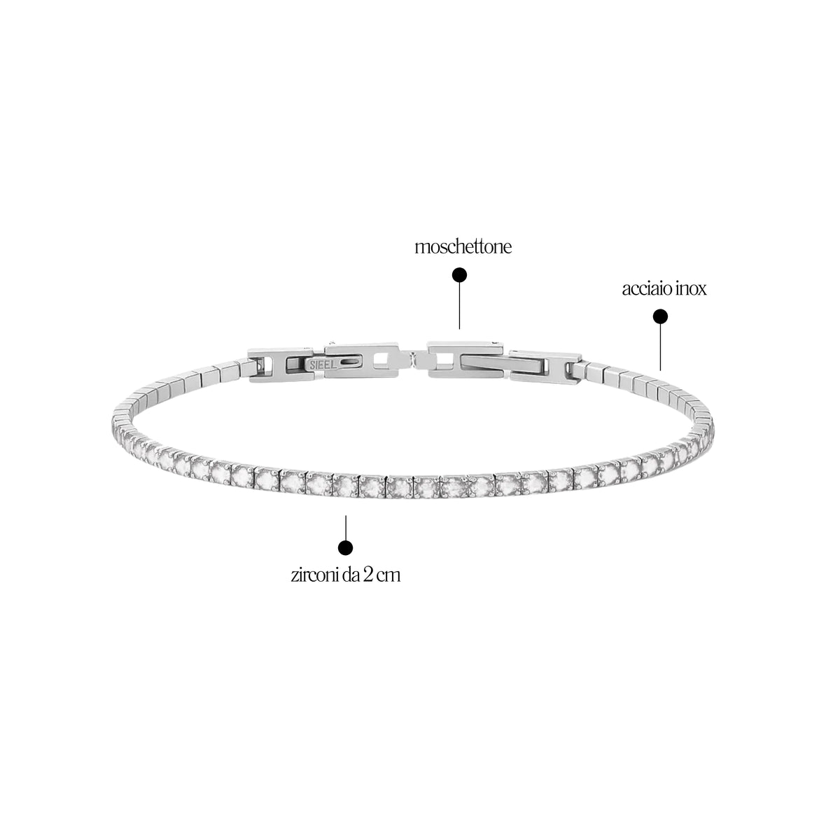 Bracciale Tennis 2mm chiusura a scatto - Les Folies