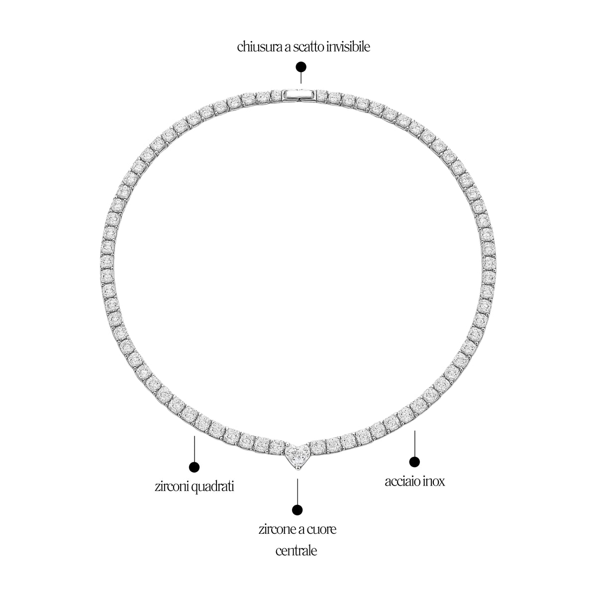 Collana Tennis Cuore Attimi - Brand Gioielli