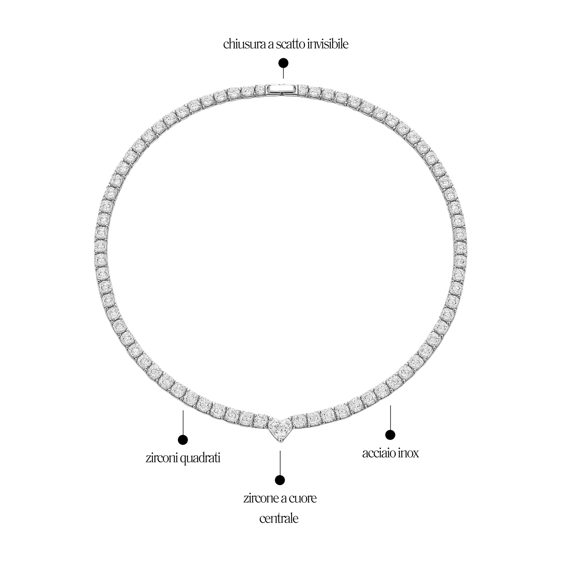 Collana Tennis Cuore Attimi - Brand Gioielli