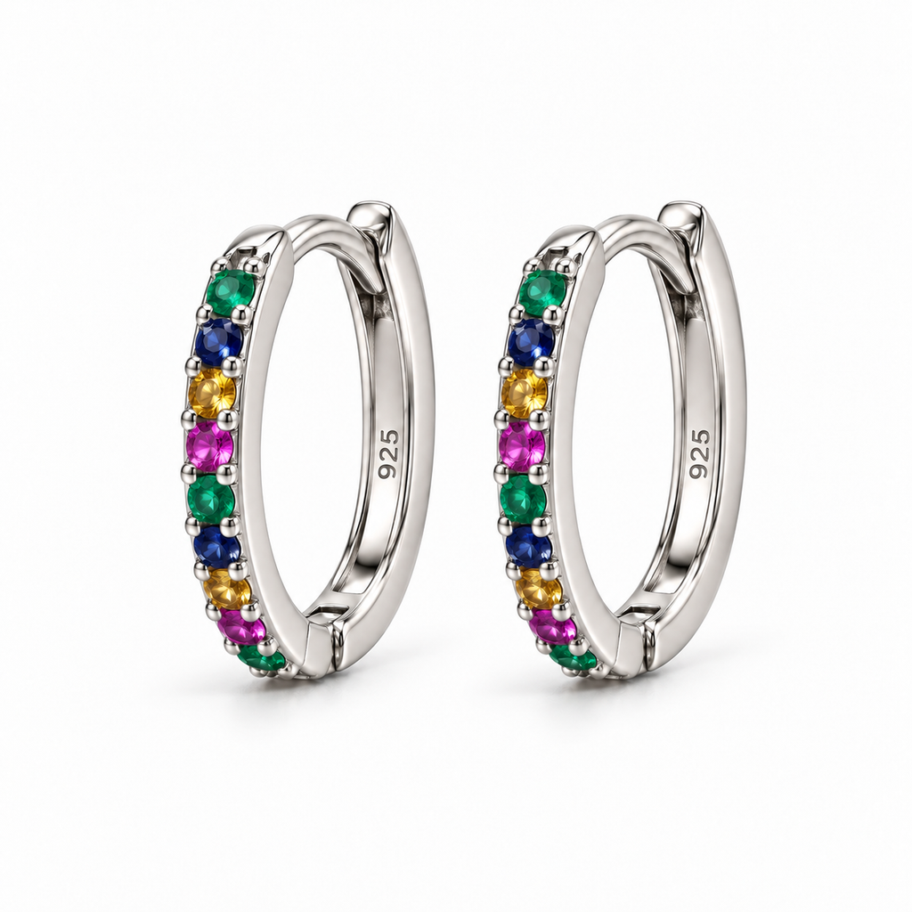 Orecchini a Cerchio con strass in Argento 925