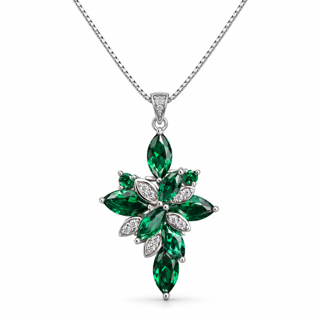 Collana con Ciondolo Botanico Verde in Argento 925