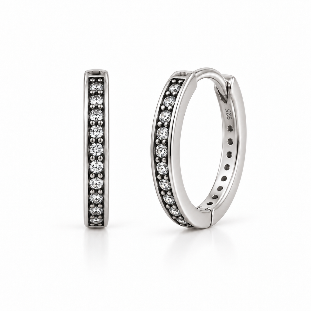 Orecchini a Cerchio con strass in Argento 925