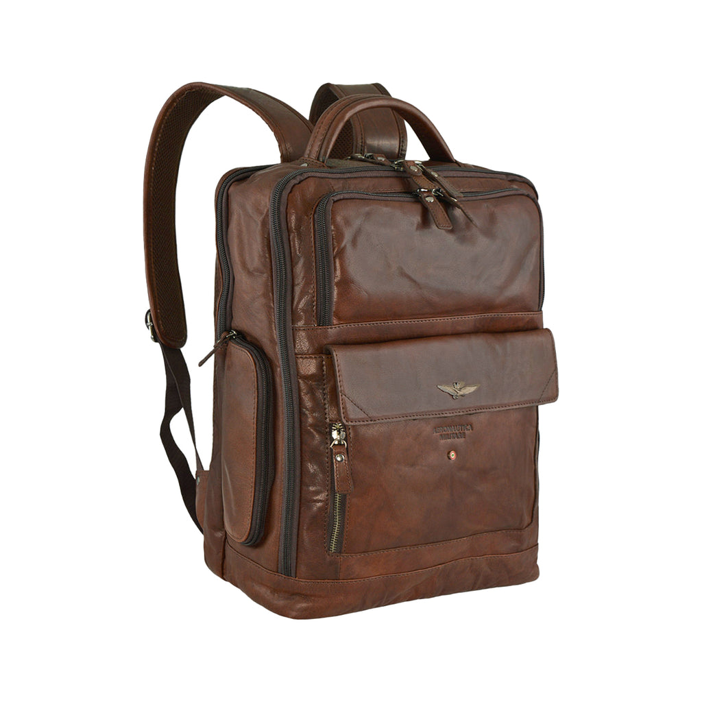 Laptoptassen voor heren Aeronautica Militare AM305 Vintage van echt leer