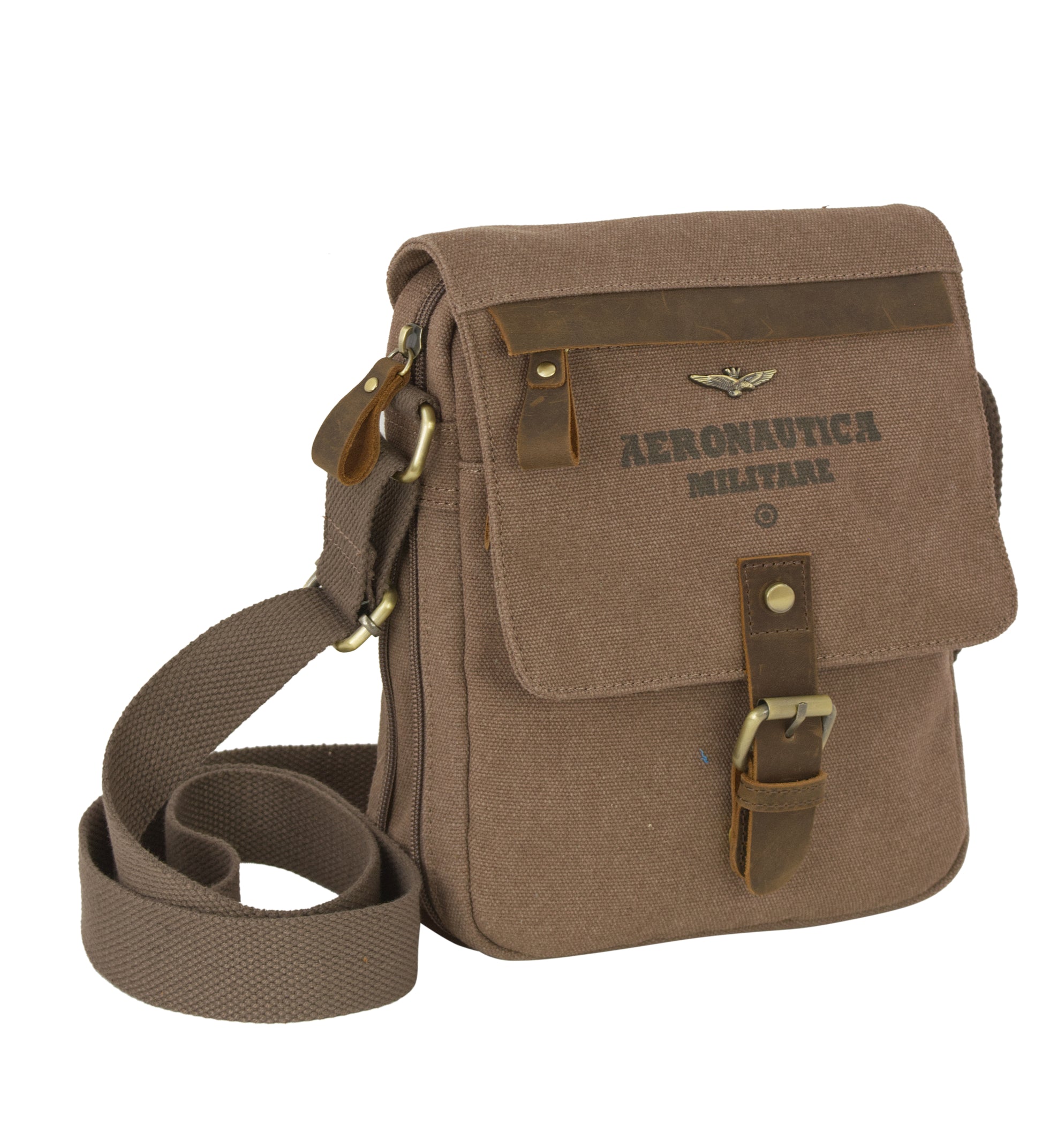 Tracolla Media in Canvas e pelle Aeronautica Militare AM610 Canvas