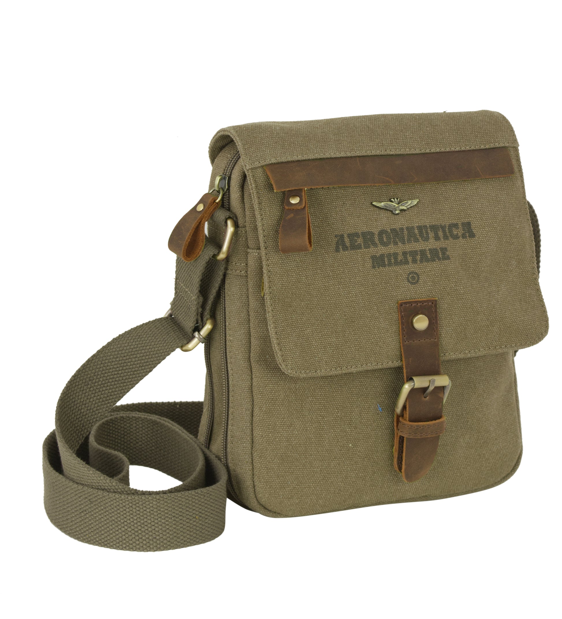 Tracolla Media in Canvas e pelle Aeronautica Militare AM610 Canvas