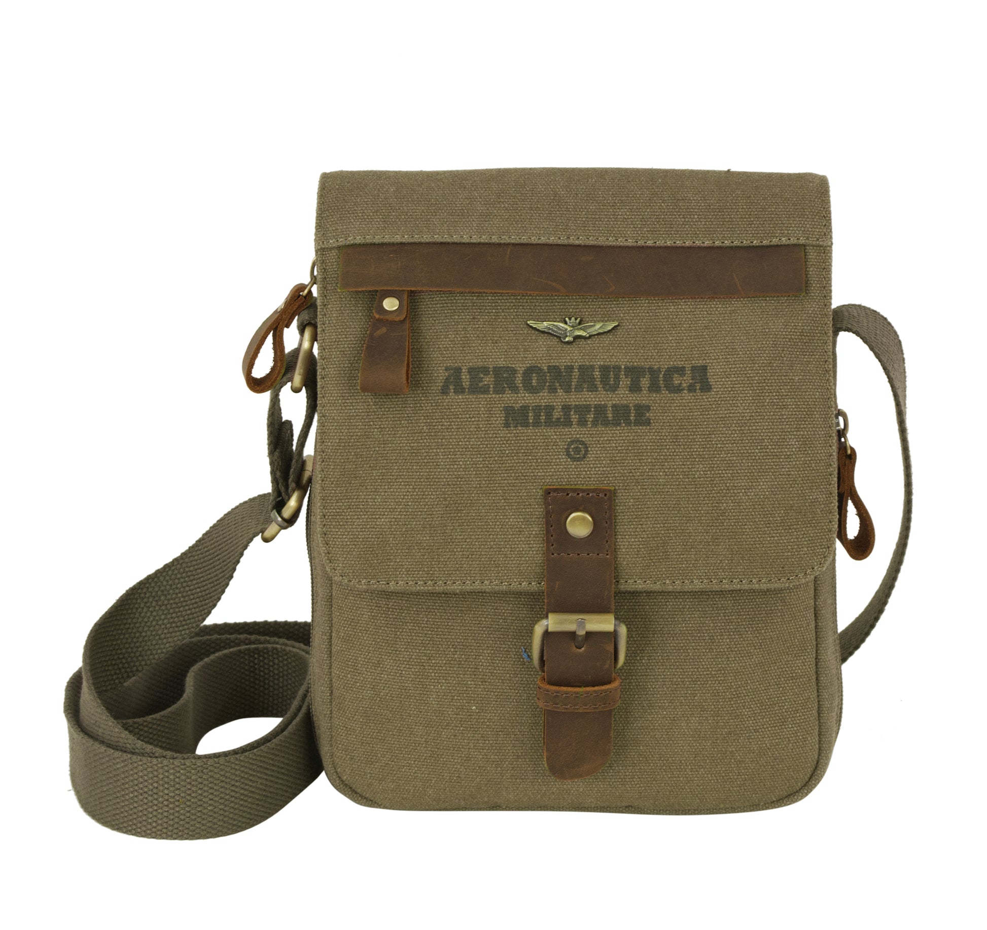 Tracolla Media in Canvas e pelle Aeronautica Militare AM610 Canvas