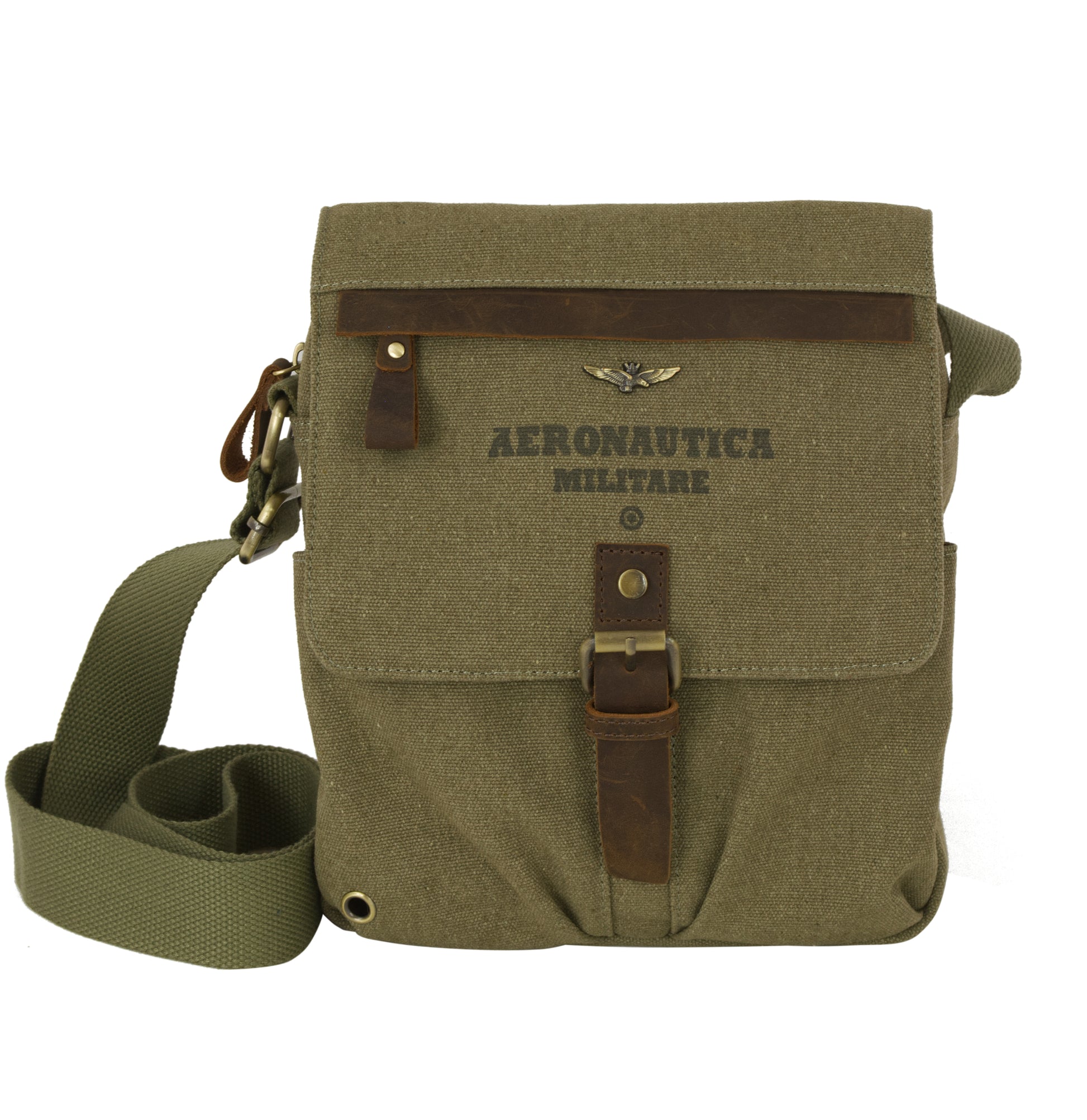Tracolla Grande in Canvas e pelle Aeronautica Militare AM611 Canvas