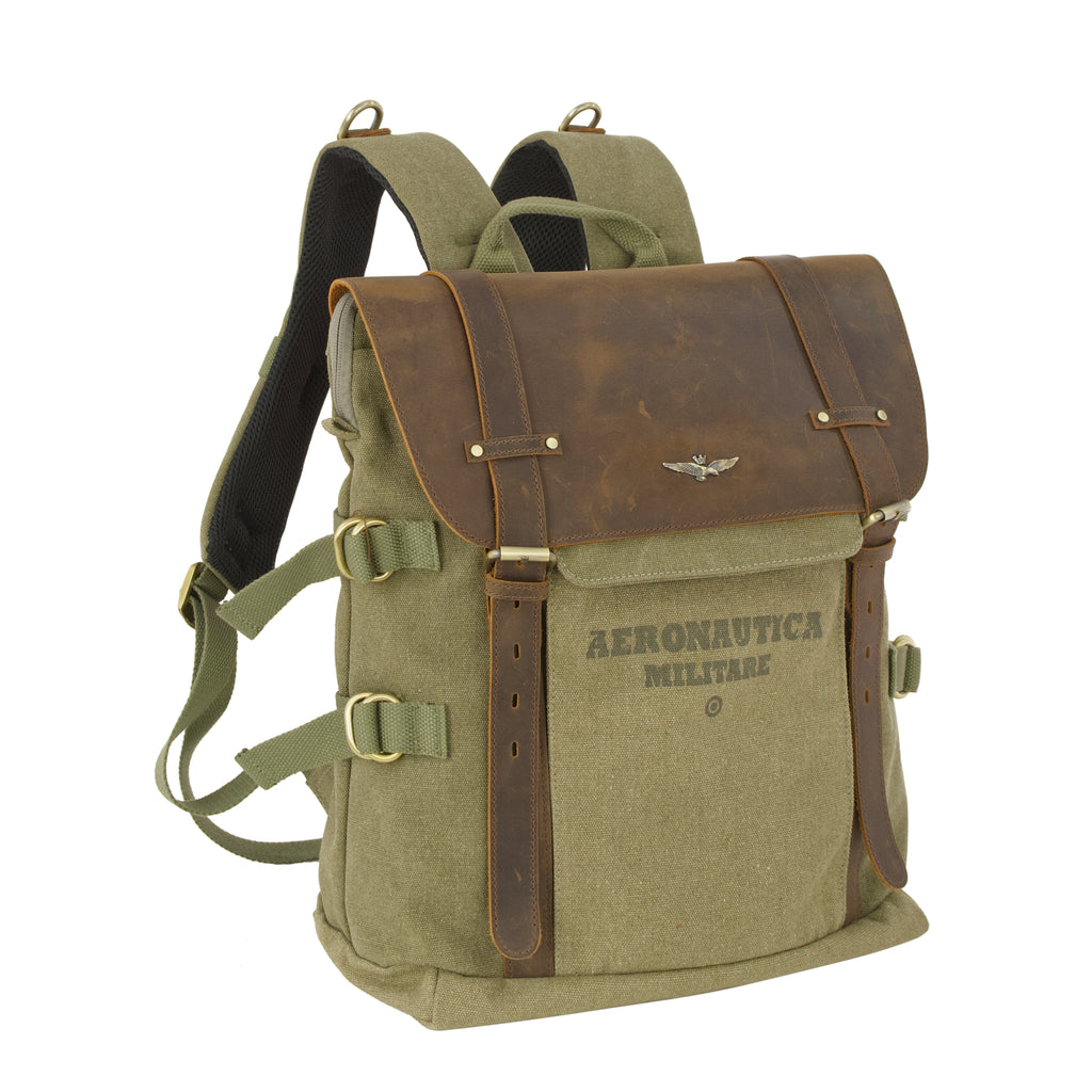 Zaino in Canvas e pelle Aeronautica Militare AM613 Canvas
