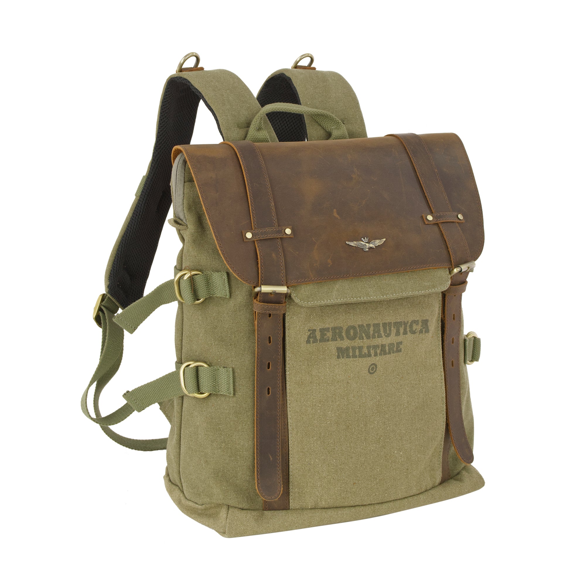 Zaino in Canvas e pelle Aeronautica Militare AM613 Canvas