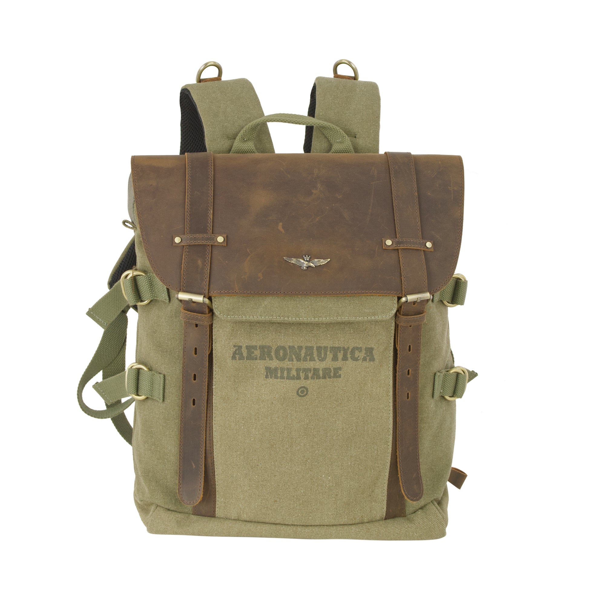 Zaino in Canvas e pelle Aeronautica Militare AM613 Canvas
