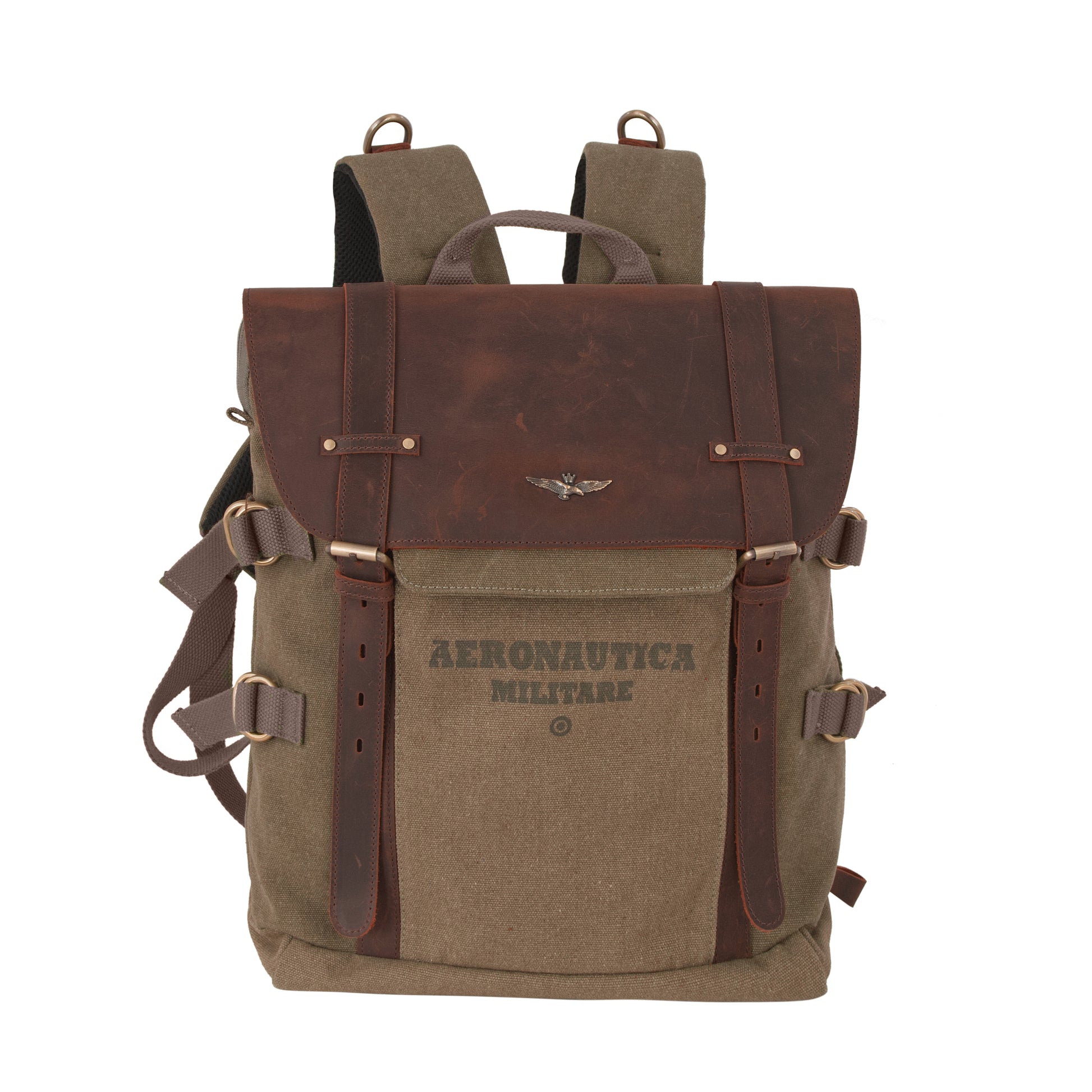 Zaino in Canvas e pelle Aeronautica Militare AM613 Canvas