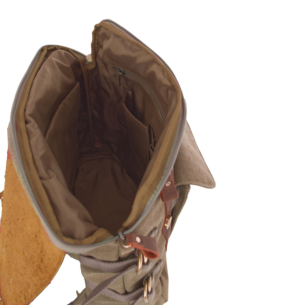 Zaino in Canvas e pelle Aeronautica Militare AM613 Canvas