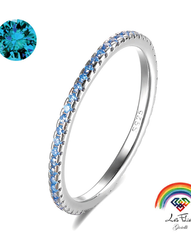 Anello veretta celeste in argento 925