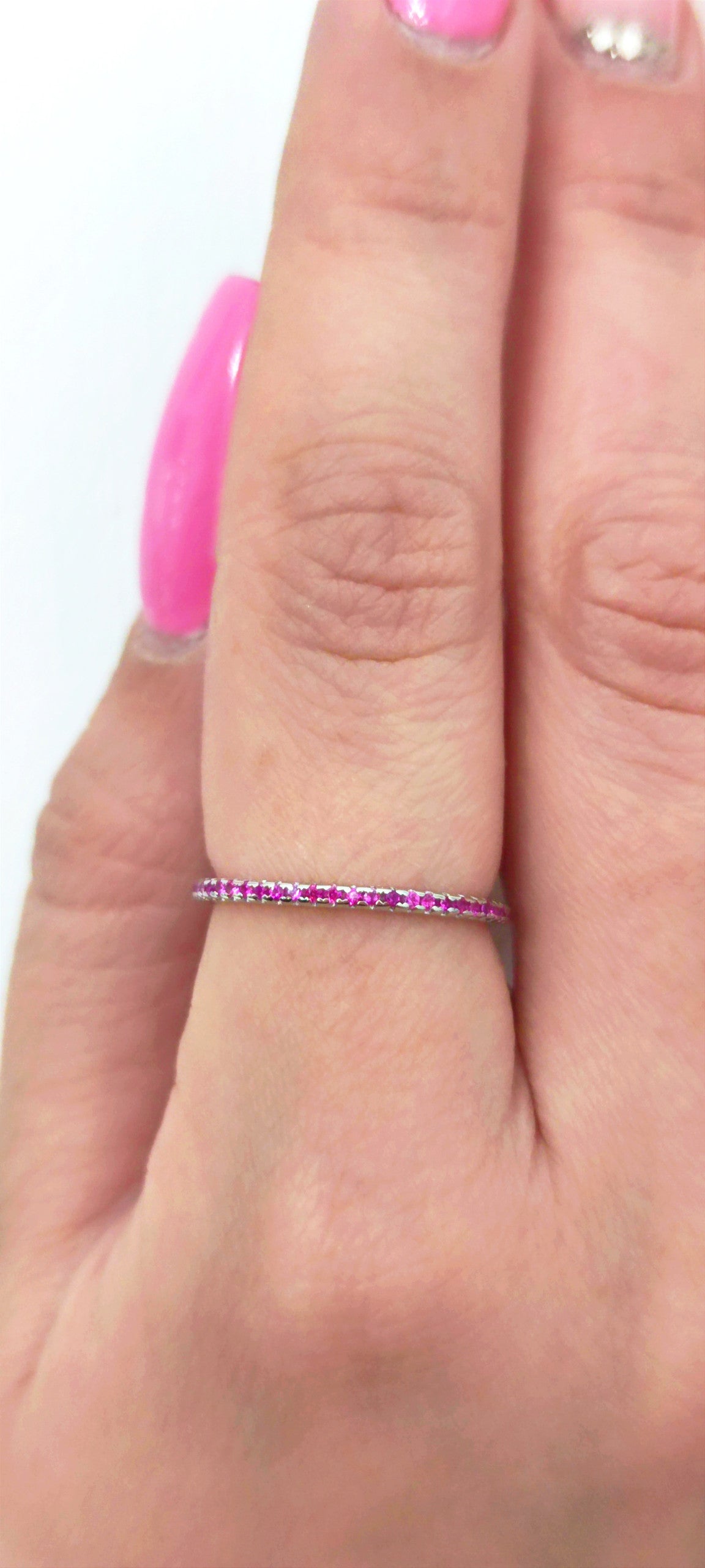 Anello veretta fucsia in argento 925