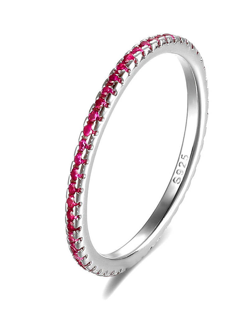 Anello veretta fucsia in argento 925