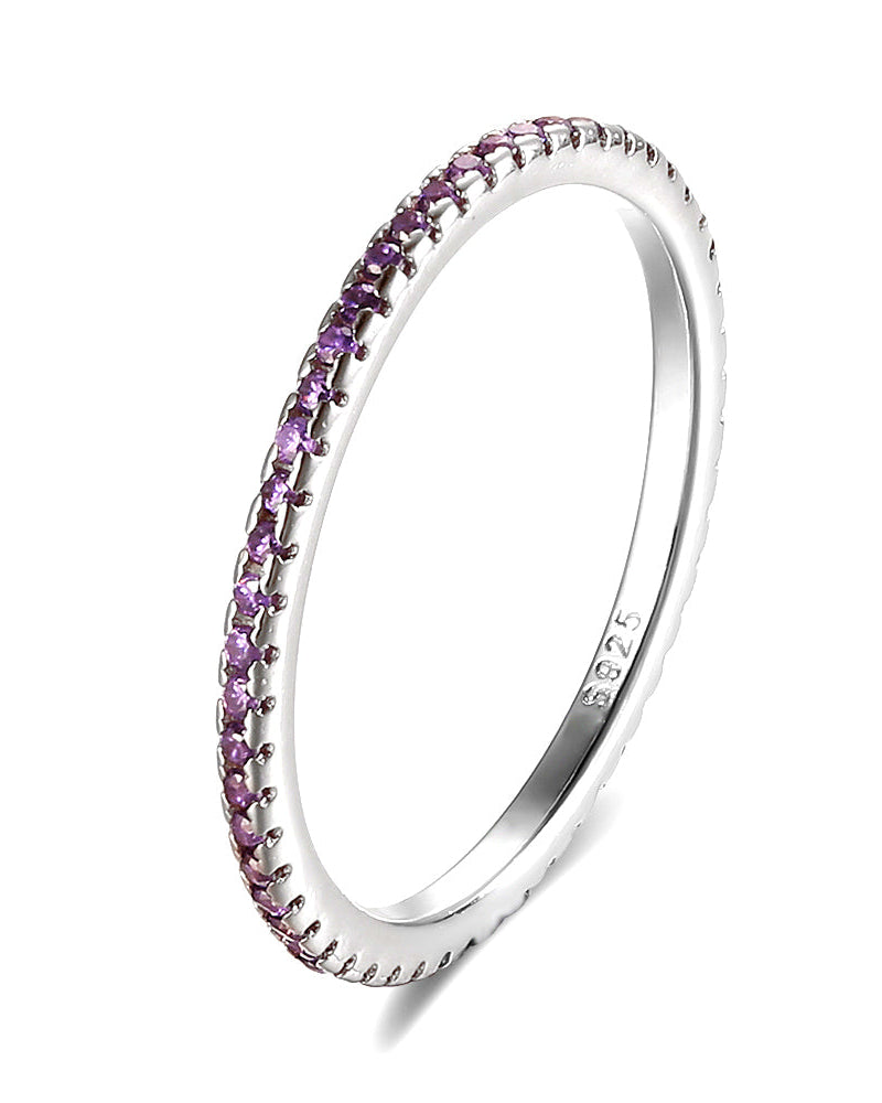 Anello veretta lilla in argento 925