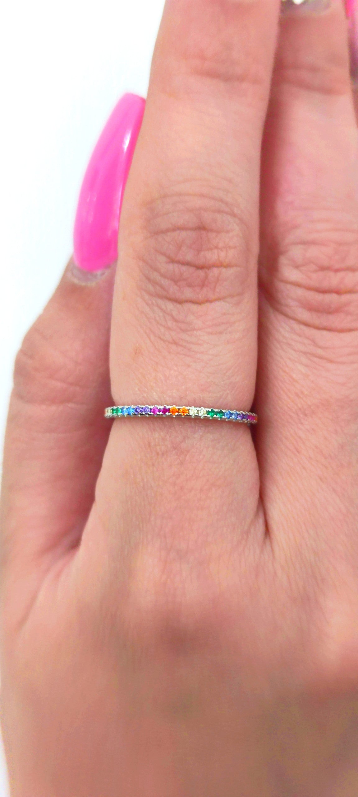Anello veretta multicolor in argento 925