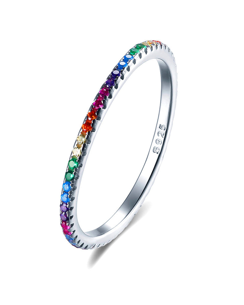 Anello veretta multicolor in argento 925