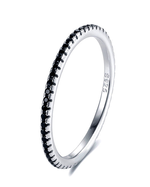 Anello veretta nero in argento 925