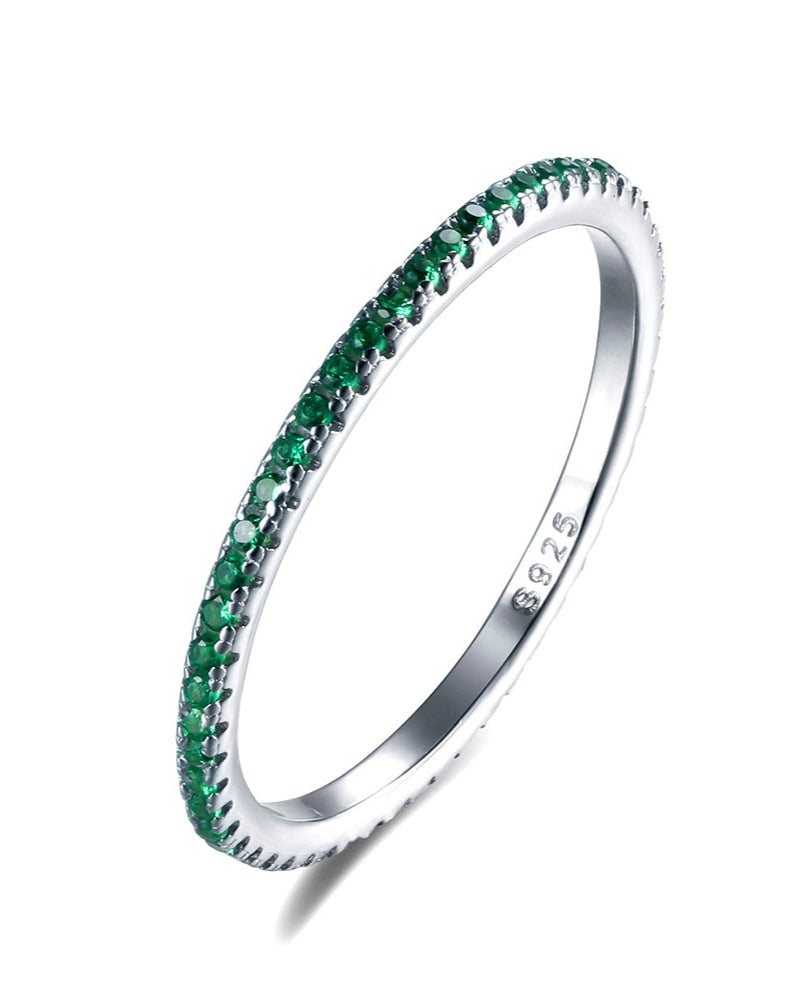 Anello veretta verde in argento 925