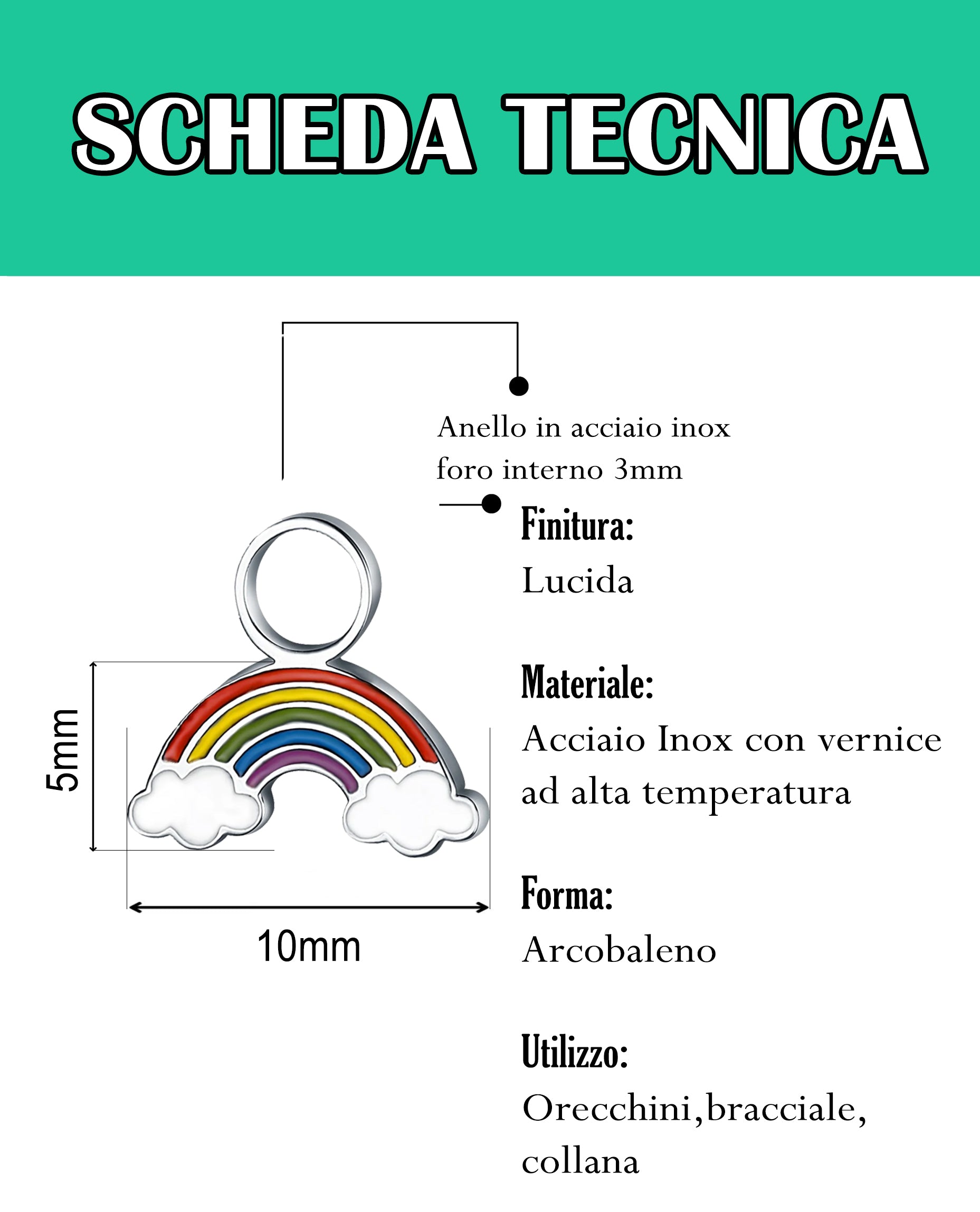 Mini Charm Arcobaleno smaltato