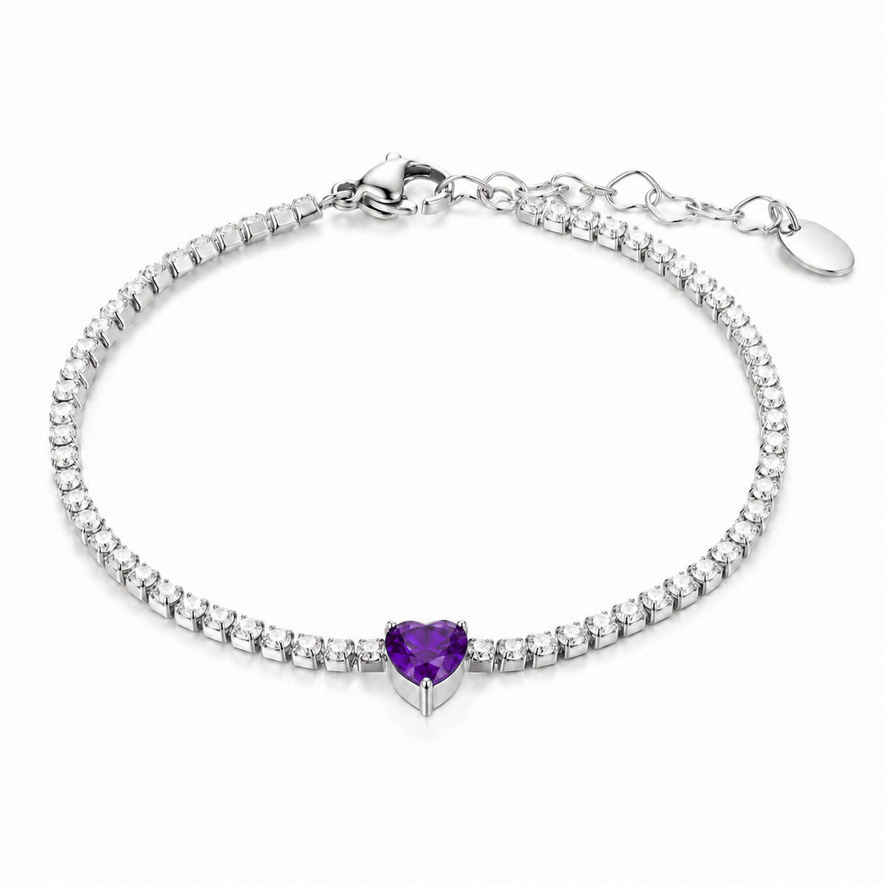 Bracciale Tennis con Cristallo a Cuore in acciaio inox Attimi - Brand Gioielli