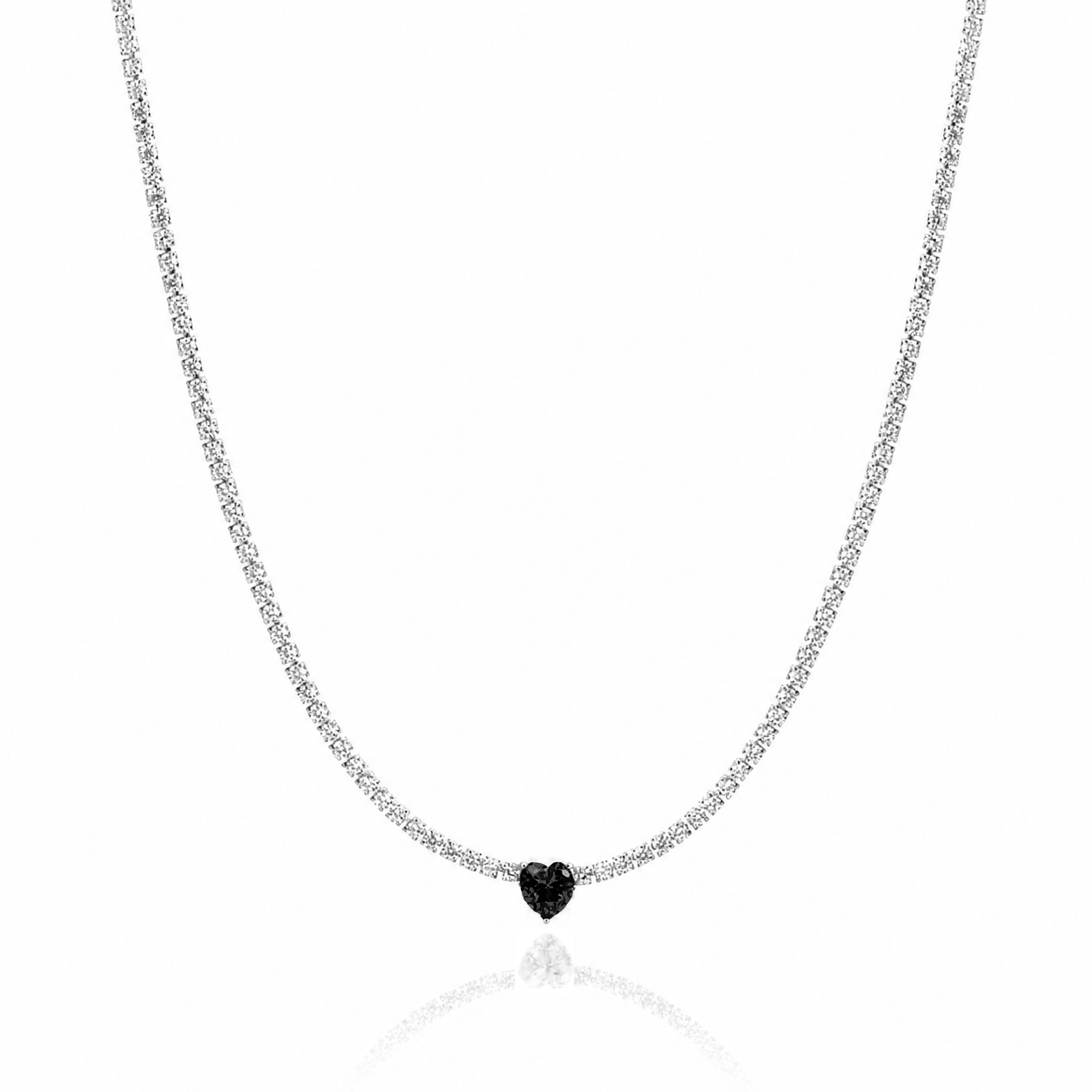 Collana Tennis con Cristallo a Cuore in acciaio inox - Brand Gioielli