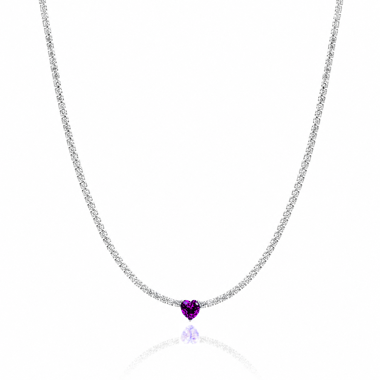 Collana Tennis con Cristallo a Cuore in acciaio inox Attimi - Brand Gioielli