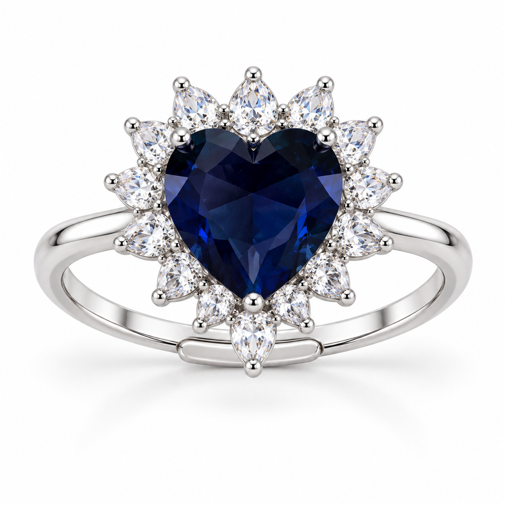 Anello Regolabile Royal con Cuore 12mm in Argento 925