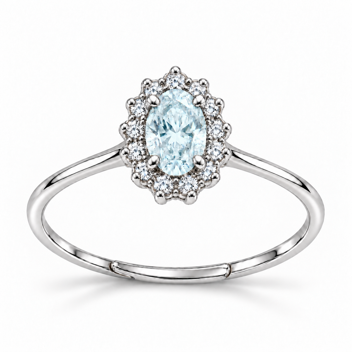 Verstelbare ring Royal Ovaal 9mm in 925 zilver
