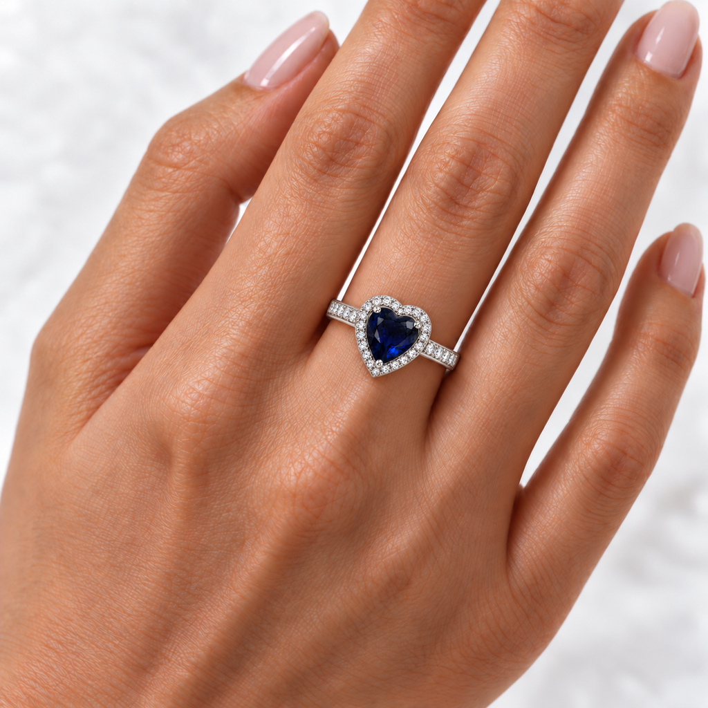 Verstelbare Royal-ring met hartje van 9 mm in 925 zilver