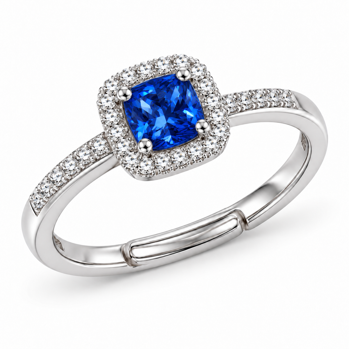Verstelbare ring Royal Vierkant 8mm in 925 zilver