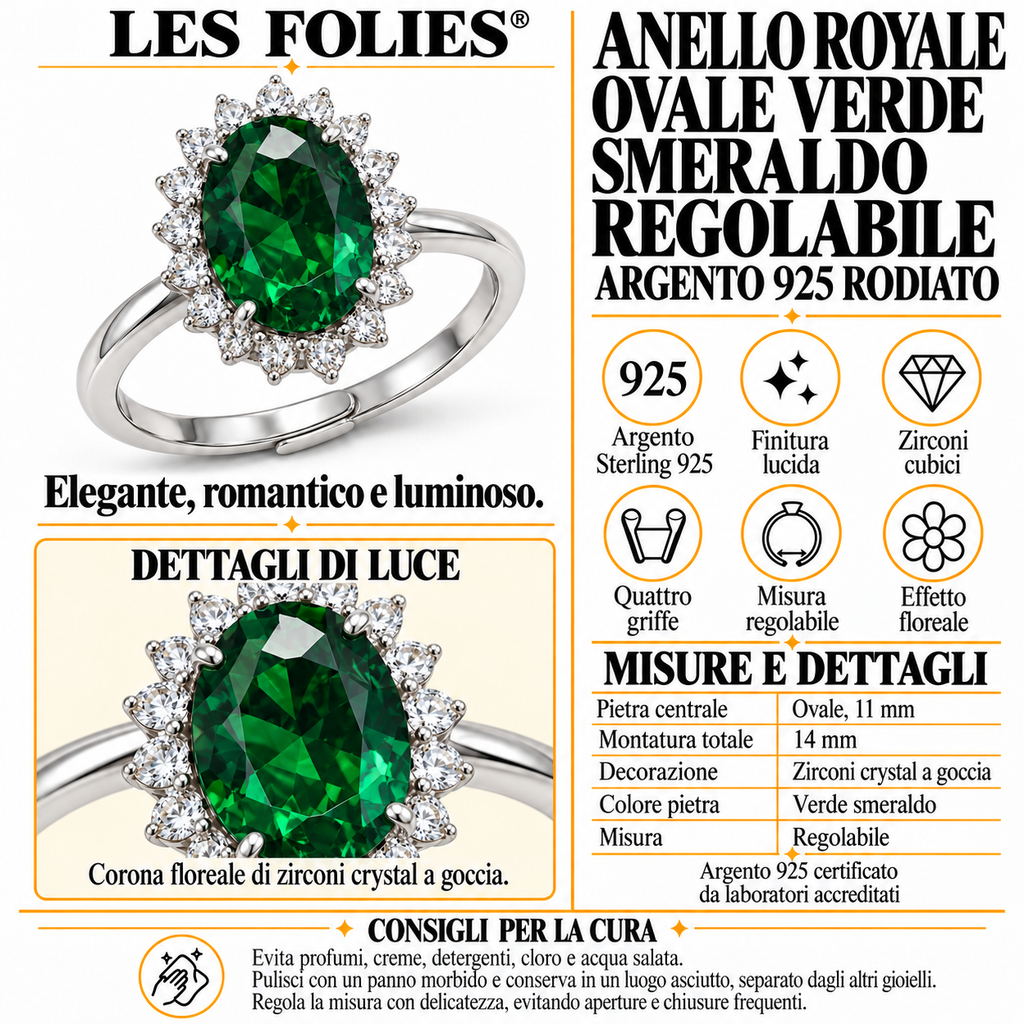 Anel Ajustável Royal Oval 14mm em Prata 925