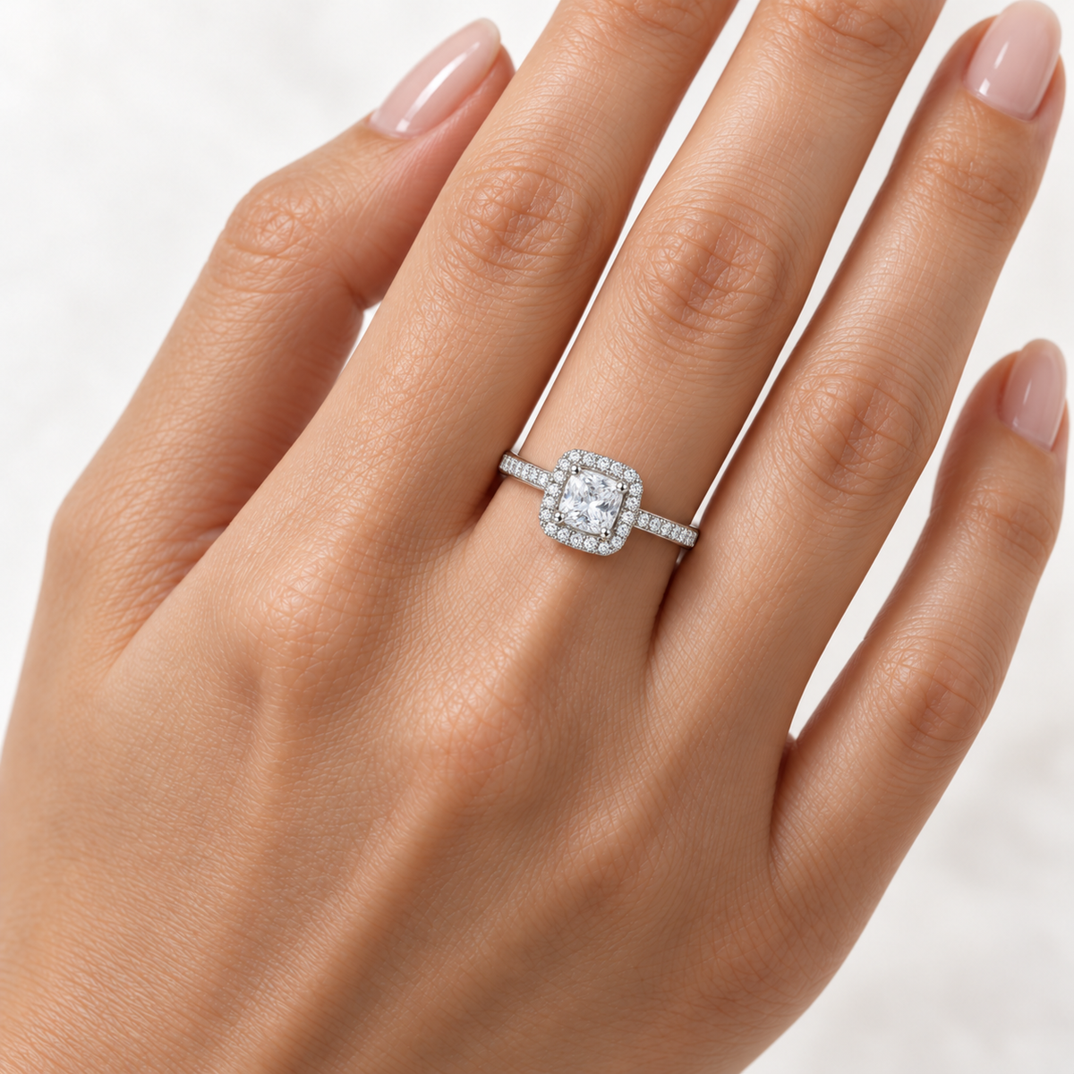 Verstelbare ring Royal Vierkant 8mm in 925 zilver