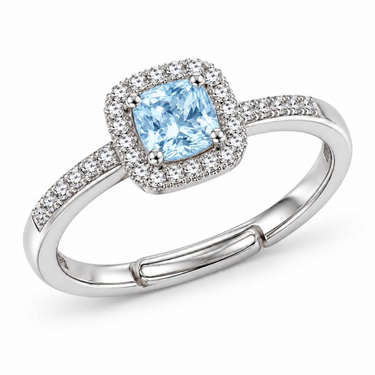 Verstelbare ring Royal Vierkant 8mm in 925 zilver