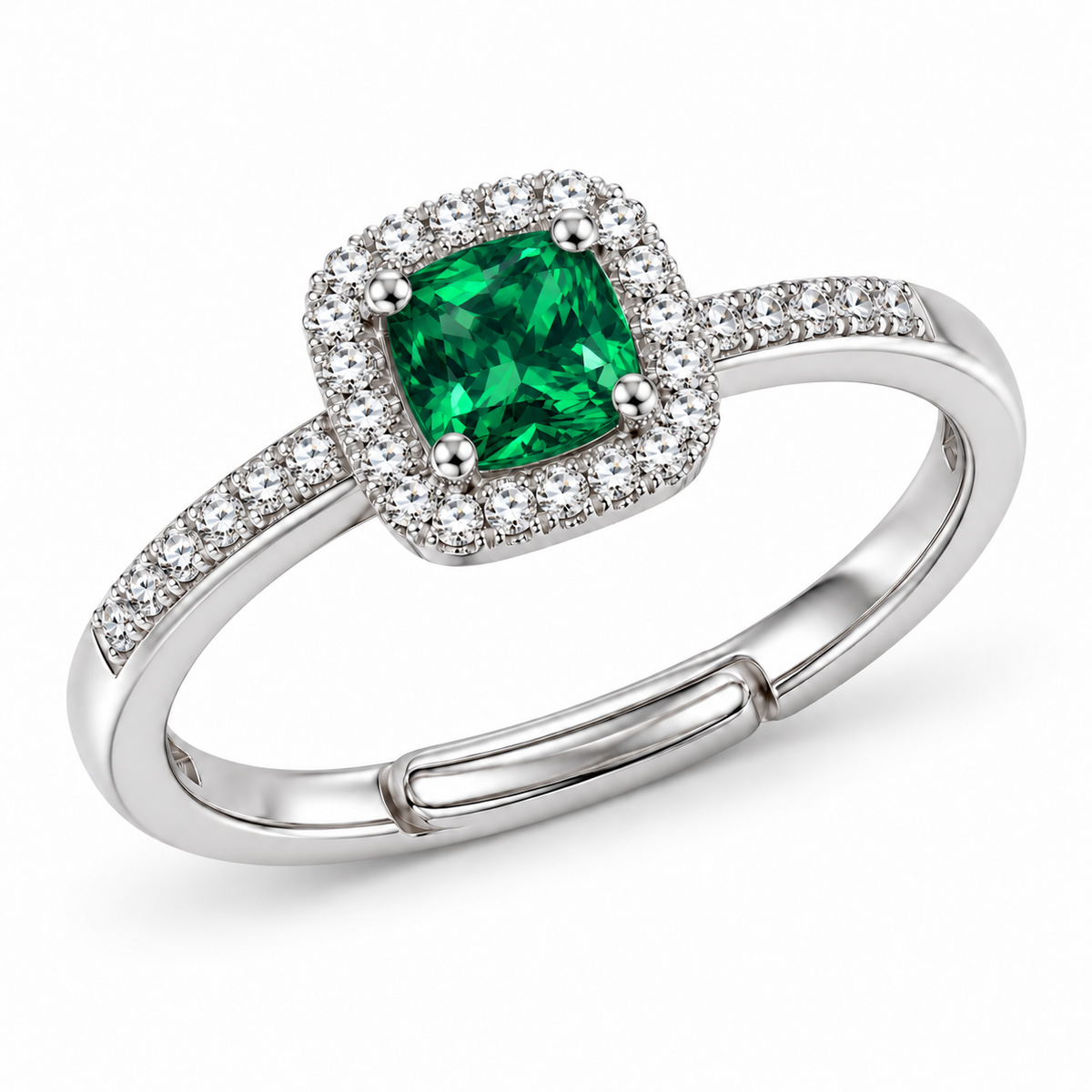 Verstelbare ring Royal Vierkant 8mm in 925 zilver