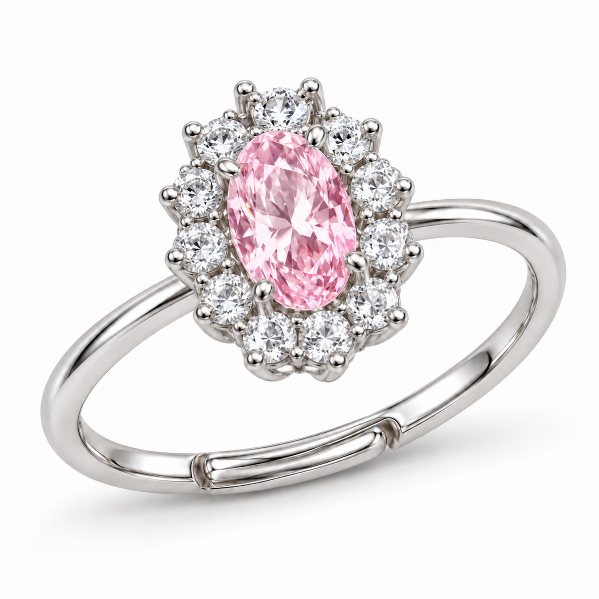 Verstelbare ring Royal Ovaal 14mm in 925 zilver