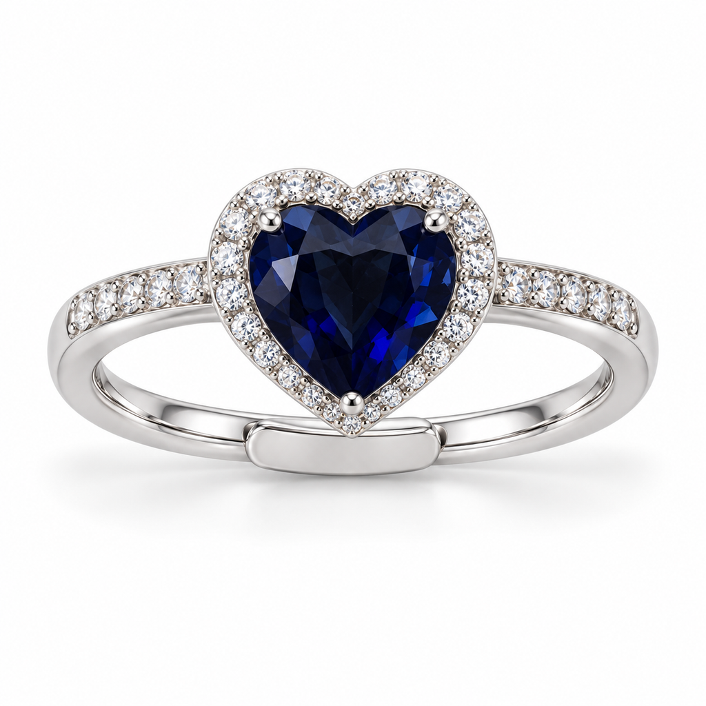 Verstelbare Royal-ring met hartje van 9 mm in 925 zilver