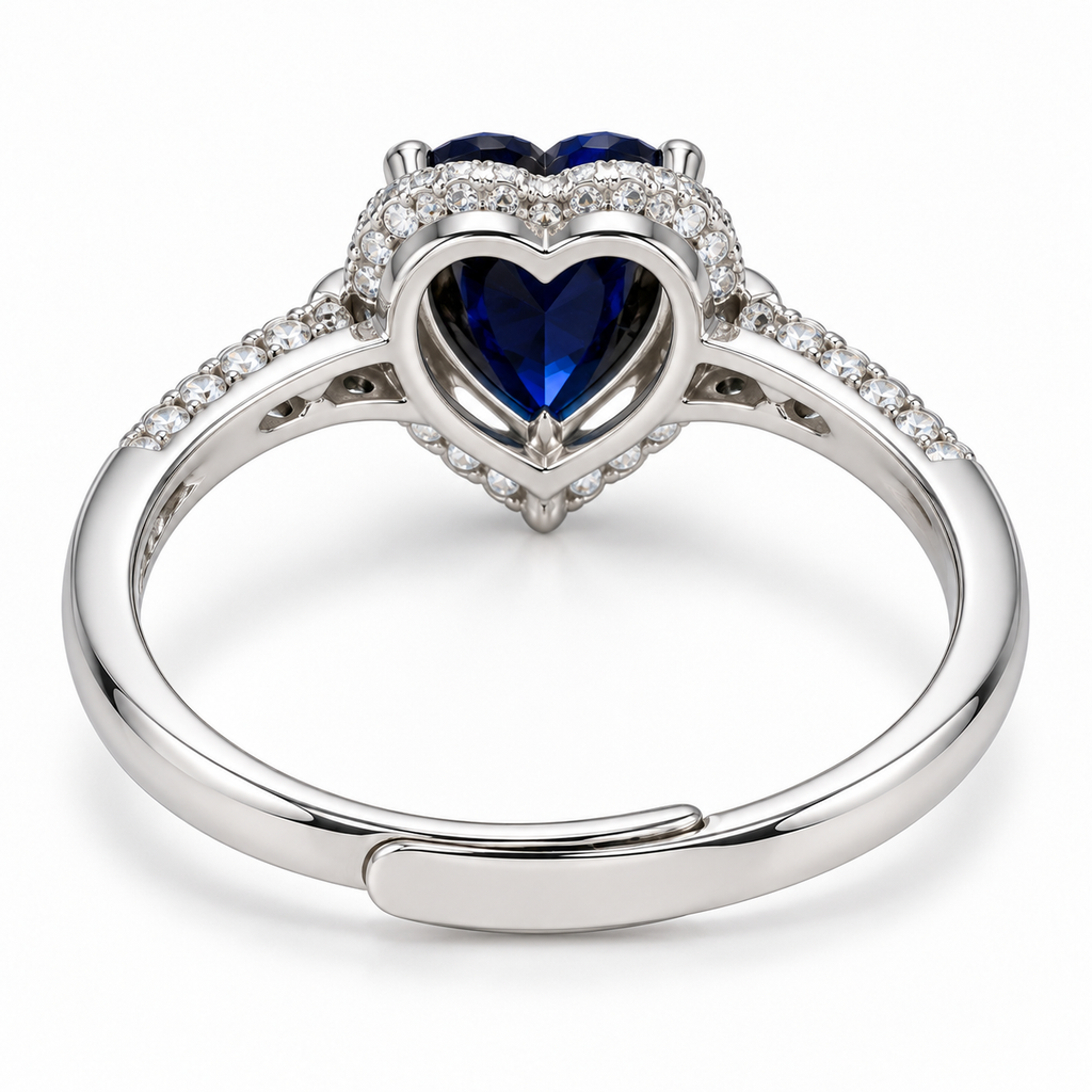 Verstelbare Royal-ring met hartje van 9 mm in 925 zilver