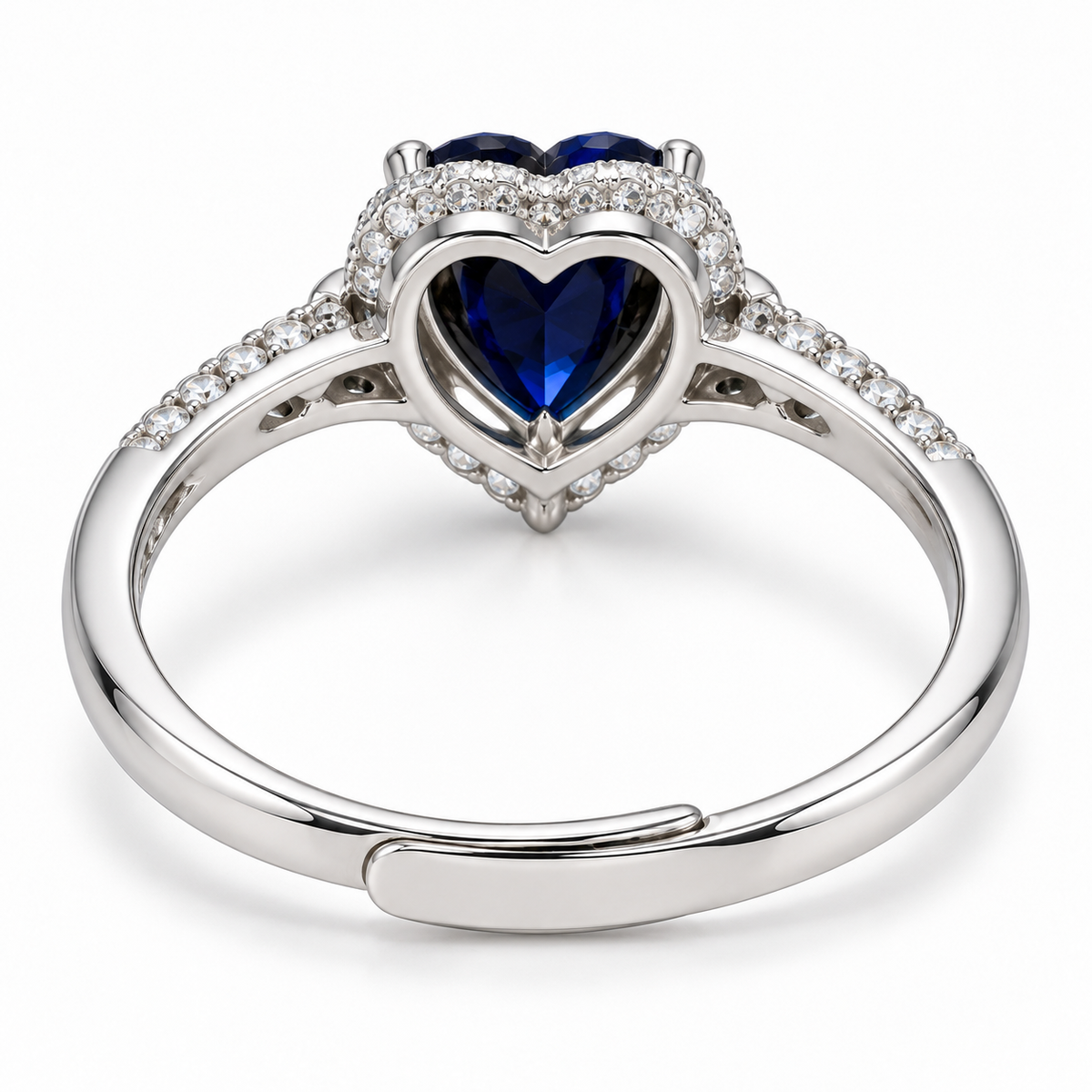 Verstelbare Royal-ring met hartje van 9 mm in 925 zilver