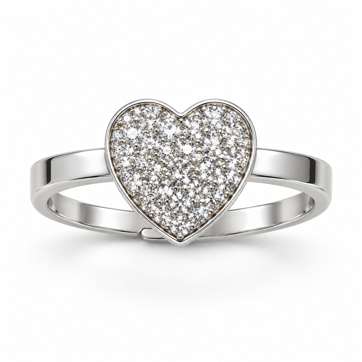 Verstelbare ring met hart van 925 zilver