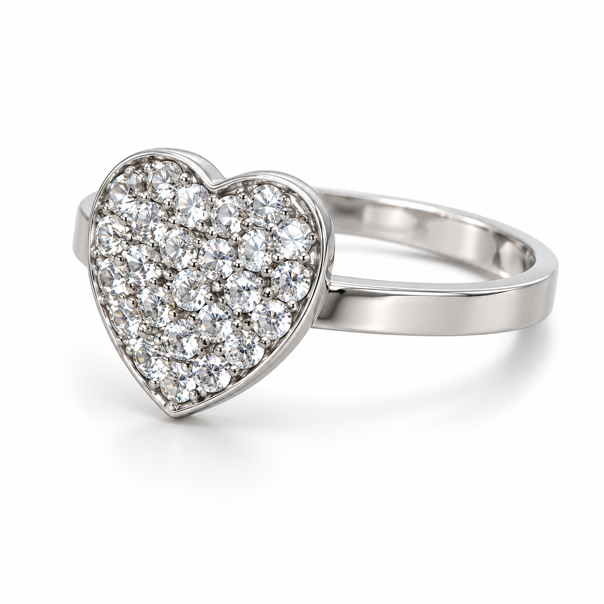 Verstelbare ring met hart van 925 zilver