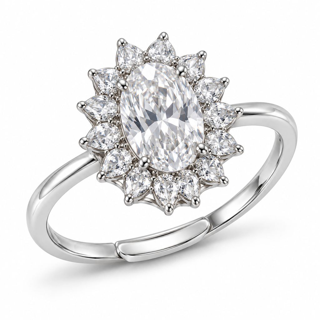 Regulowany pierścionek Royal Oval 12 mm ze srebra 925