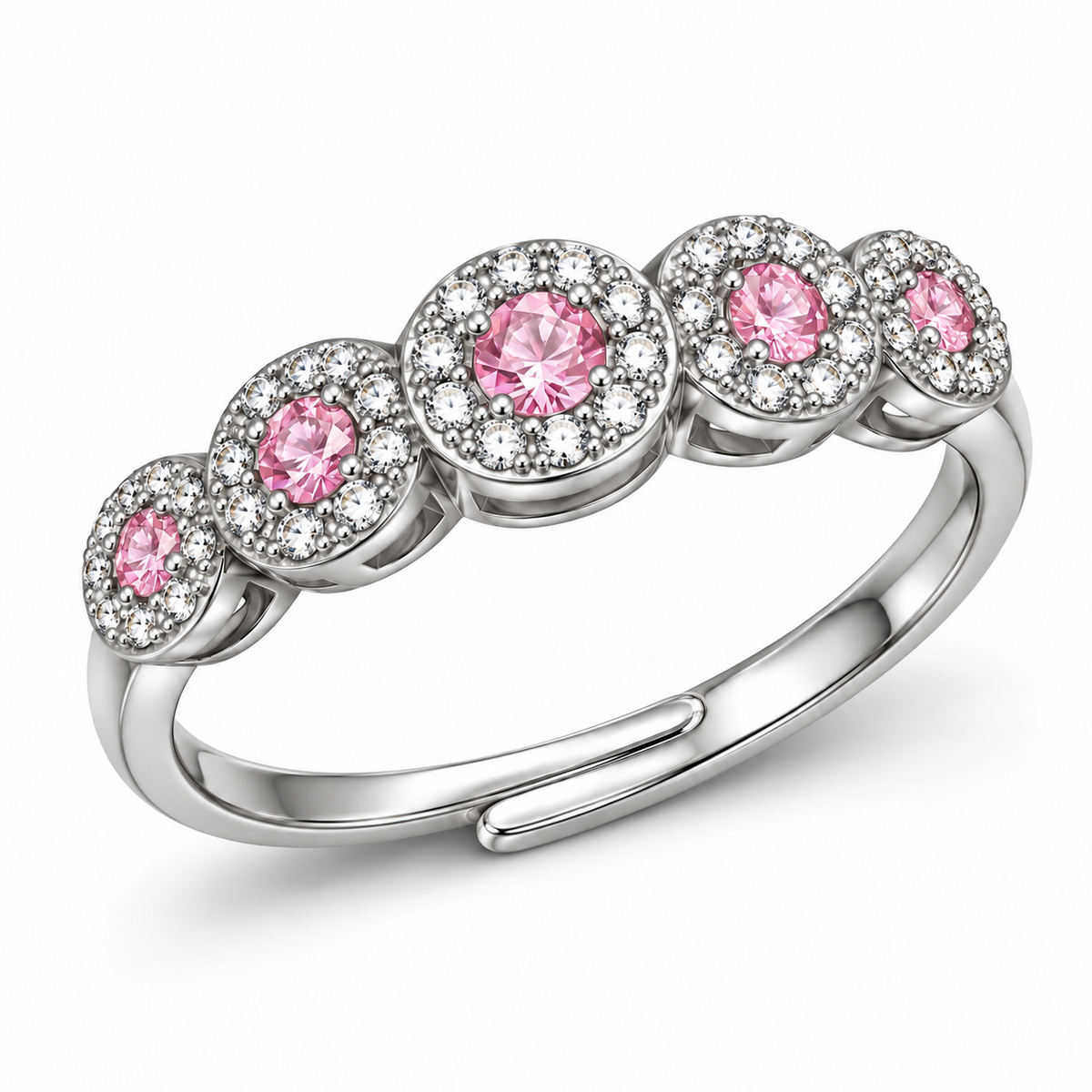 Verstelbare ring met hart van 925 zilver